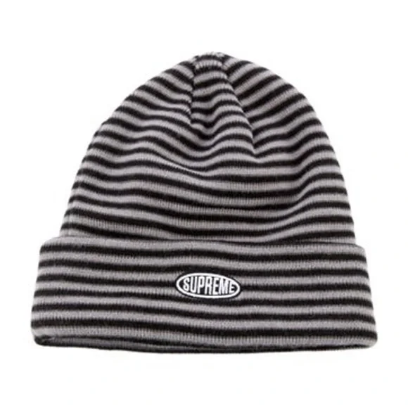 SUPREME Multi Stripe Beanie - Gray Black 2022 - Picture 2 of 3